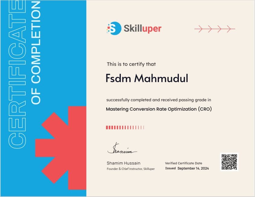 Conversion Rate Optimisation certificate — Skilluper