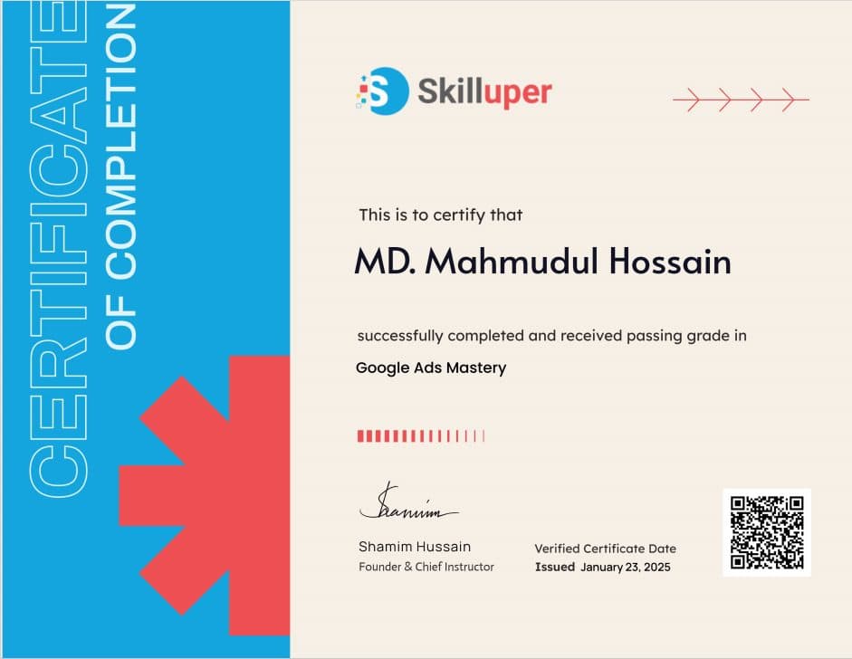 Google Ads Mastery certificate — Skilluper