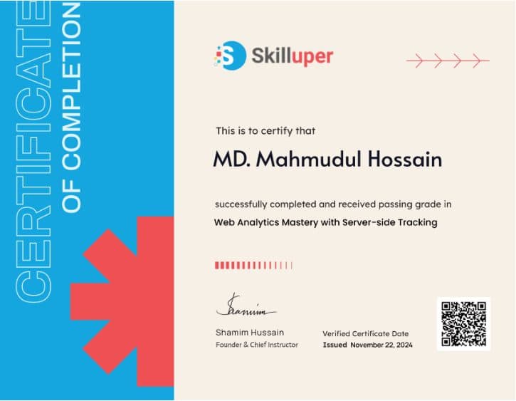 Web Analytics & Server-Side Tracking certificate — Skilluper