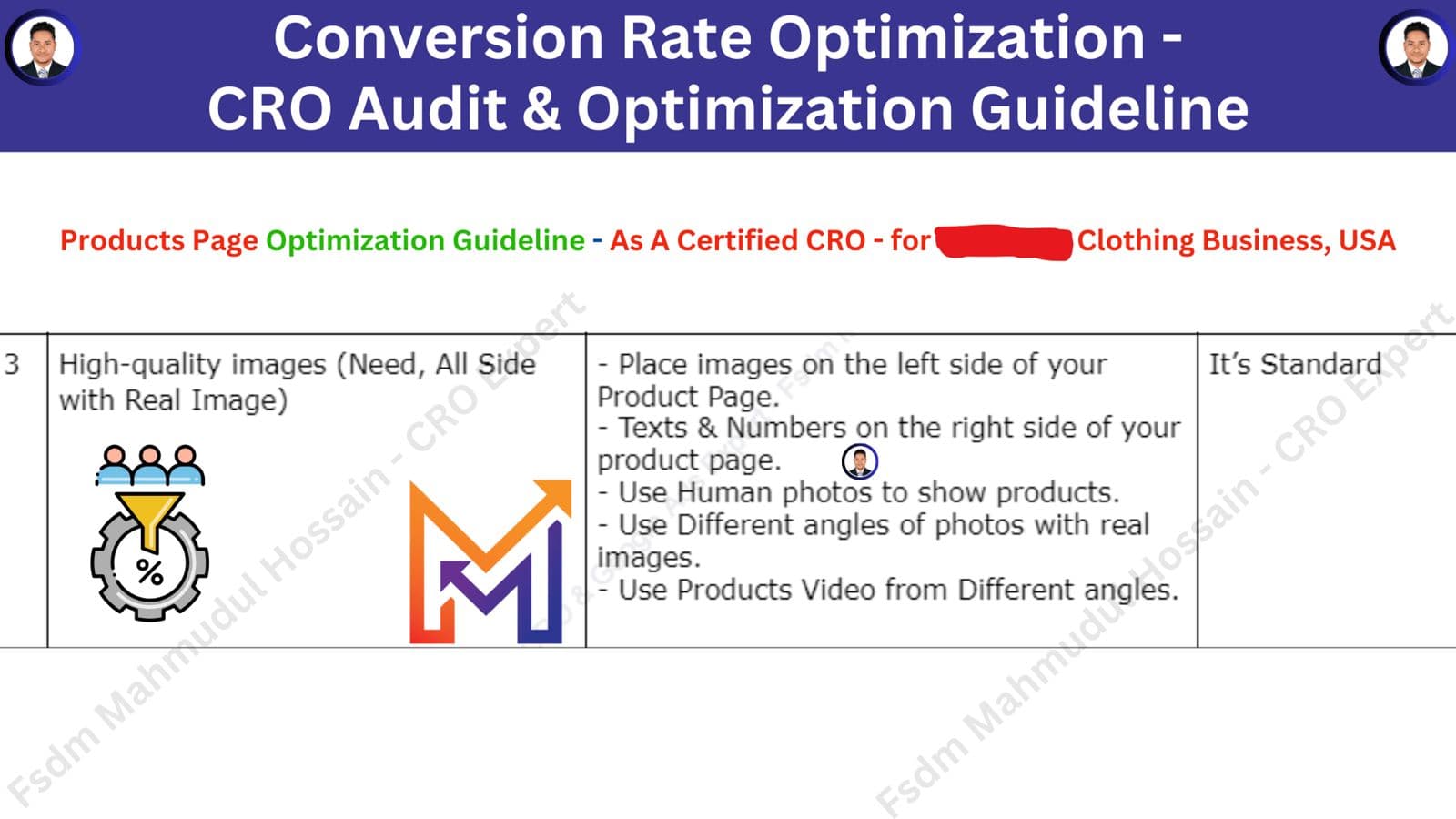 Layout recommendations, Conversion Rate Optimisation work by Mahmudul Islam