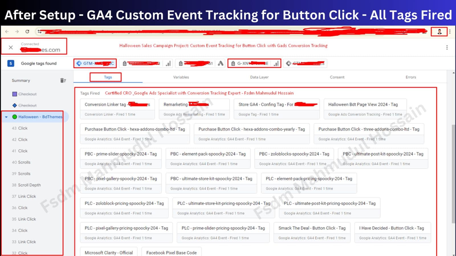 GA4 Custom Event Tracking for Button Click All Tags Fired