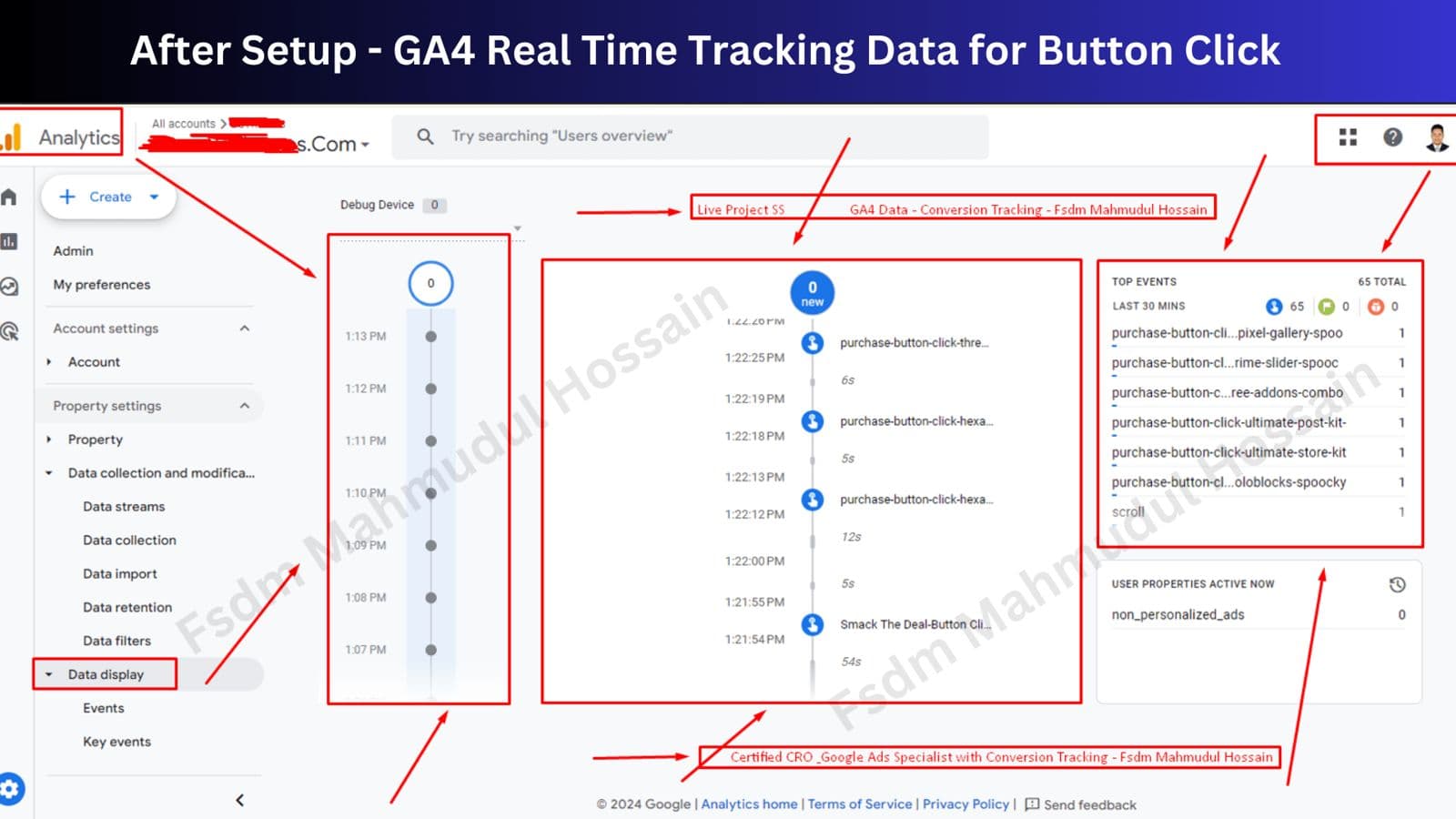 GA4 Real Time Tracking Data for Button Click
