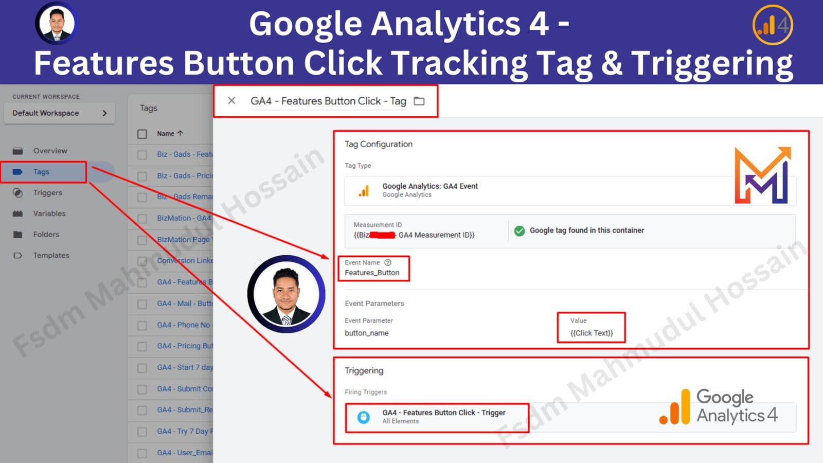 GA4 Features Button Click Tracking Tag Triggering