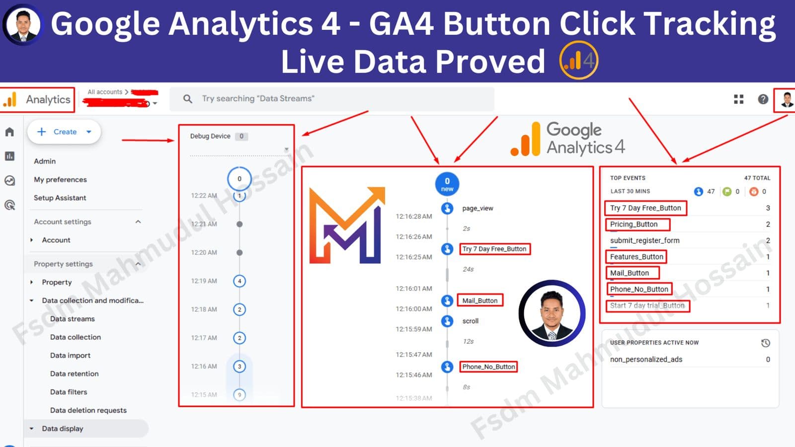 GA4 Button Click Tracking Live Data