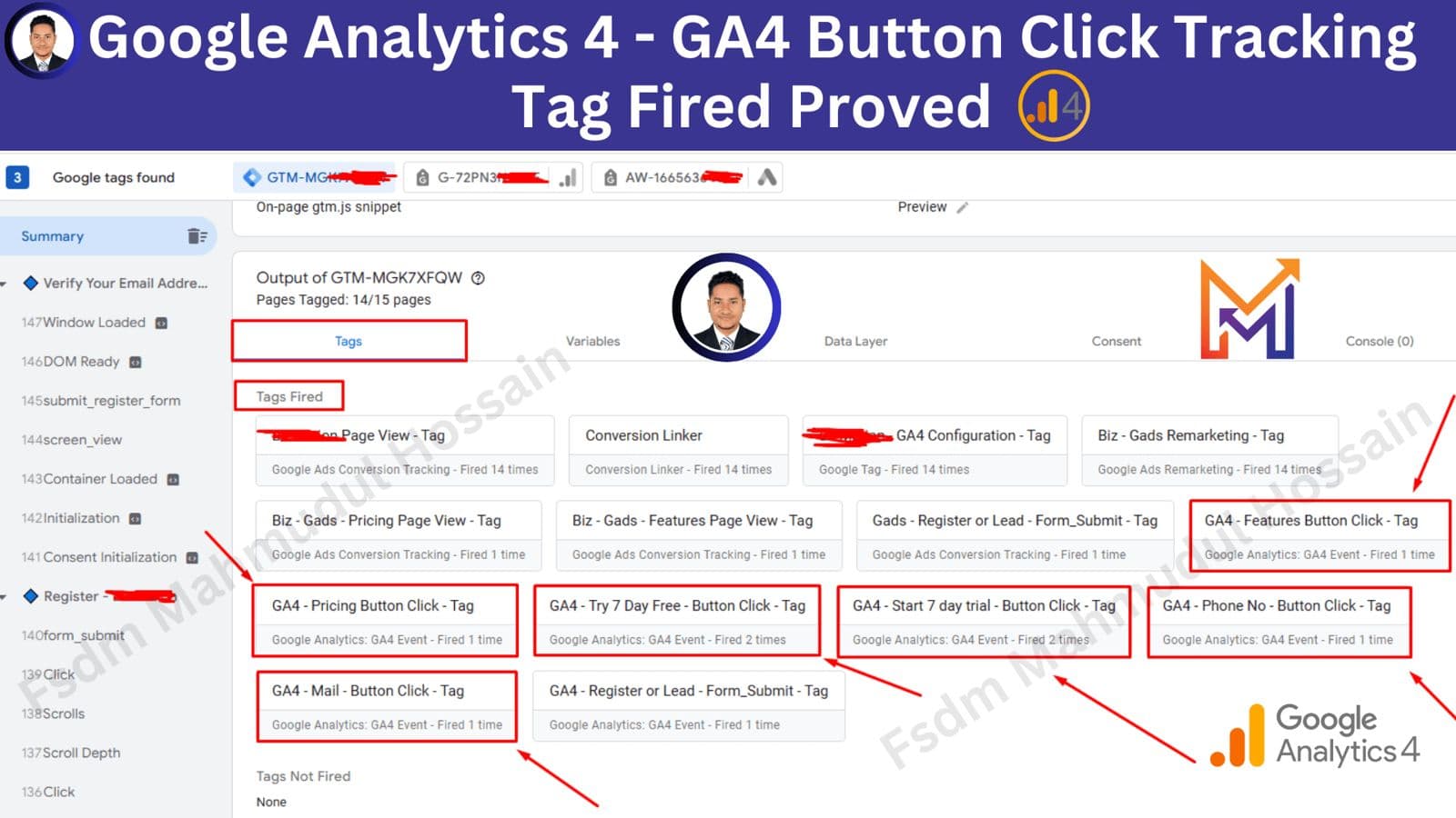 GA4 Button Click Tracking Tag Fired