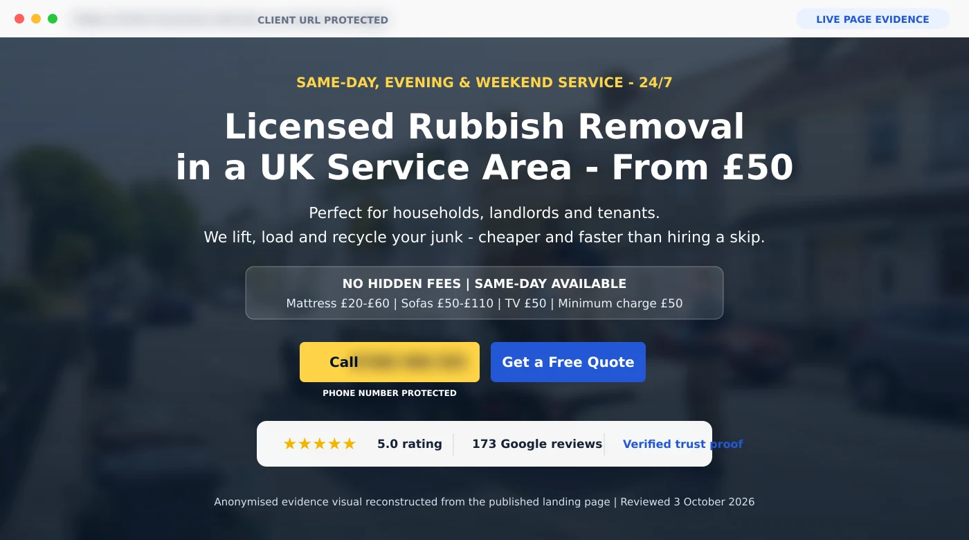 CRO and Landing Page Optimisation — Real project evidence (evidence 6 of 6)