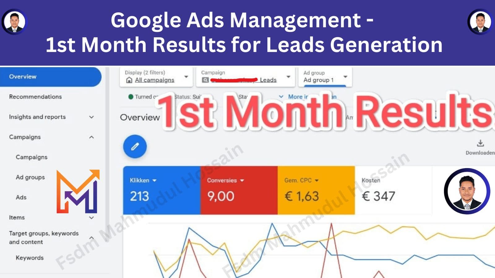 Google Ads Management 1st Month Results for Leads Generation